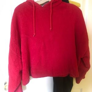 oak and fort sweater, fuzzy red